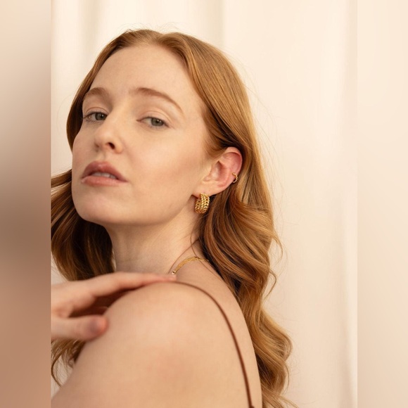 NEW💎18K Gold Plated Braided Hoop Earrings*Rope Chain Earrings*Twisted Hoop - Picture 7 of 11